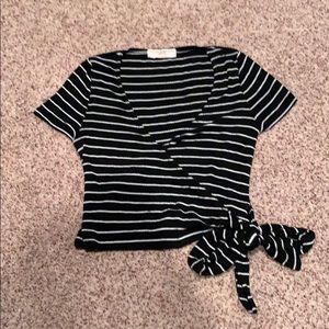 Striped Wrap Crop Top